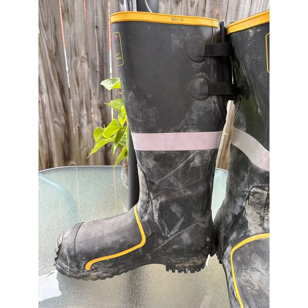Tingley Sigma MB816B‎ Men 9 Rubber Metatarsal Steel Toe Work Boots Black Yellow